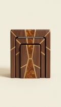 (Temp) - Solid wood nesting stools with amber accent inlays